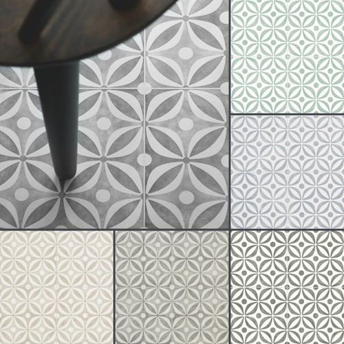 Cement tile effect - effect, cushioned