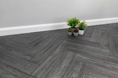 Dark grey herringbone wood - dark,